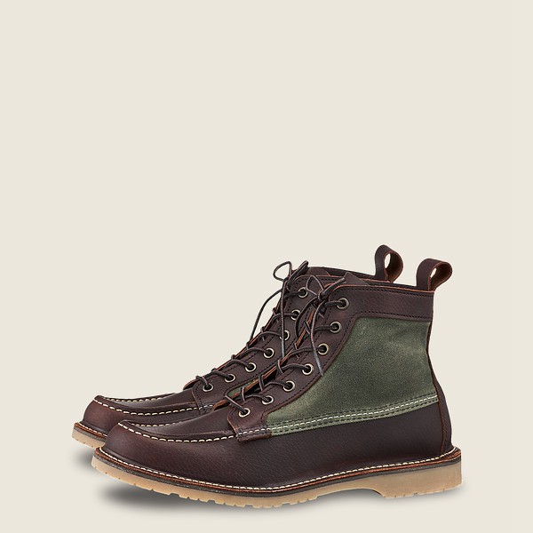 Red Wing Heritage Bot Erkek - Weekender Kanvas Moc - 6-Inch Oil-Slick Deri - Koyu Kahverengi - 74ZEU